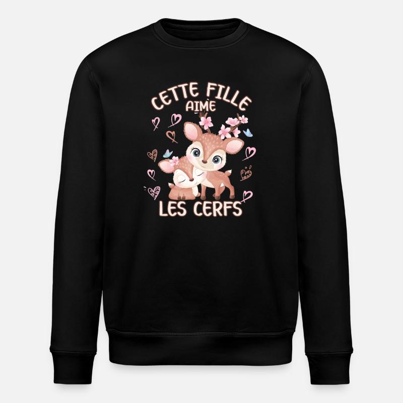 Dieses Mädchen Liebt Rehe - Stanley/Stella Unisex Bio-Sweatshirt ROLLER - Schwarz