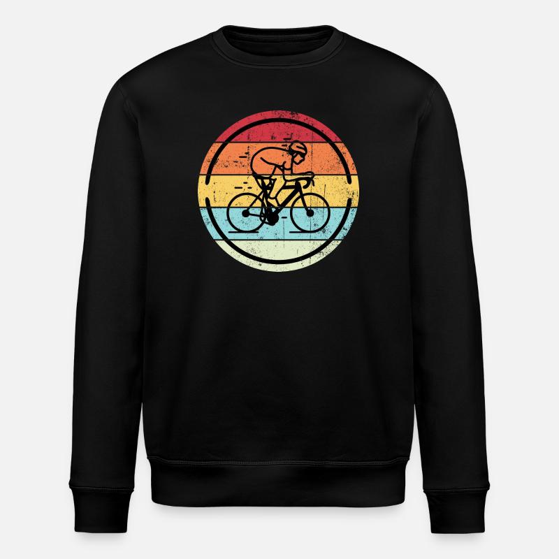 Retro-Radfahrer in Sunset Circles - Stanley/Stella Unisex Bio-Sweatshirt ROLLER - Schwarz