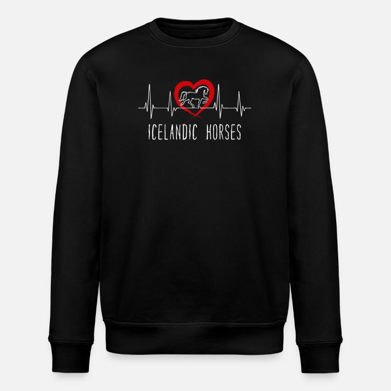 Pferde Herz Statement Islandpferde Pferdeliebe - Stanley/Stella Unisex Bio-Sweatshirt ROLLER - Schwarz