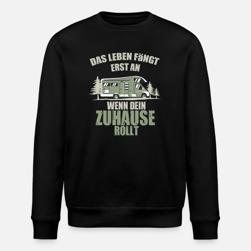 Leben fängt an, wenn Zuhause rollt - Stanley/Stella Unisex Bio-Sweatshirt ROLLER - Schwarz