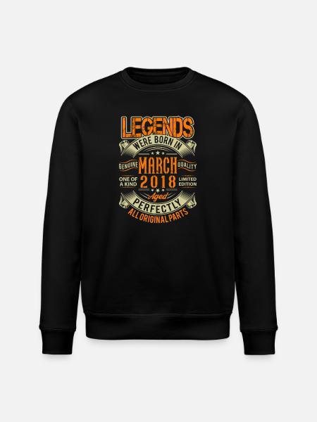 2018 March Birthday Legend - Stanley/Stella ROLLER Unisex Organic Sweatshirt - black