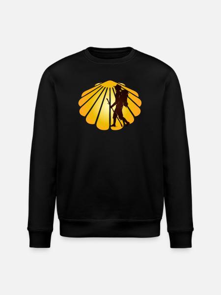 A pilgrim on a pilgrimage path with scallops - Stanley/Stella ROLLER Unisex Organic Sweatshirt - black
