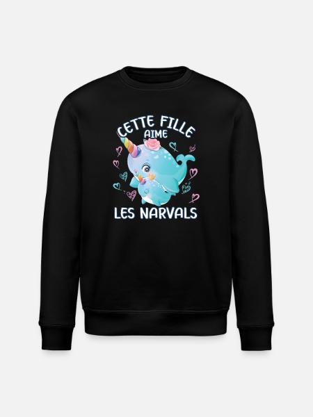 Dieses Mädchen Liebt Narwale - Stanley/Stella Unisex Bio-Sweatshirt ROLLER - Schwarz