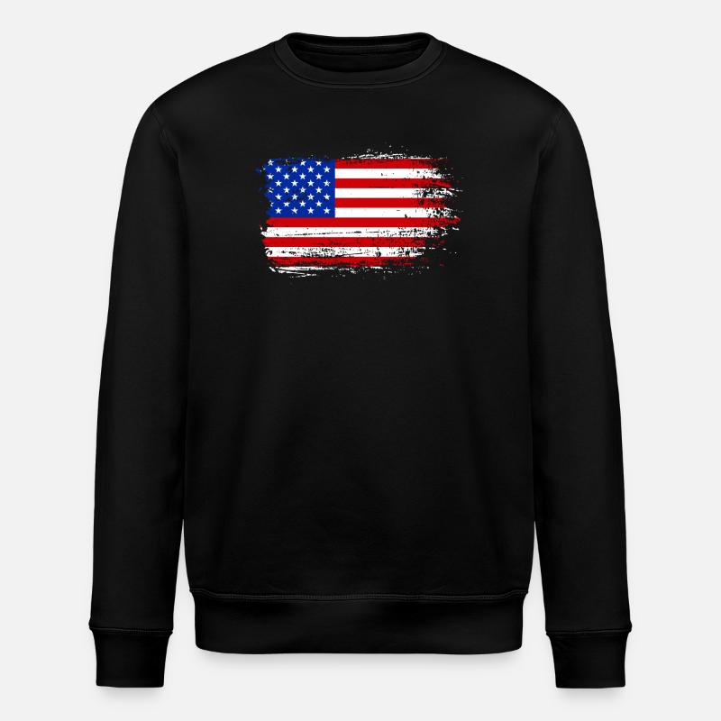Coup de pinceau Drapeau américain - Sweat bio ROLLER Stanley/Stella Unisexe - noir