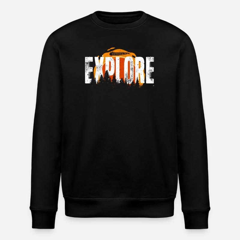 Explore Forest Sunrise - Stanley/Stella ROLLER Unisex Organic Sweatshirt - black
