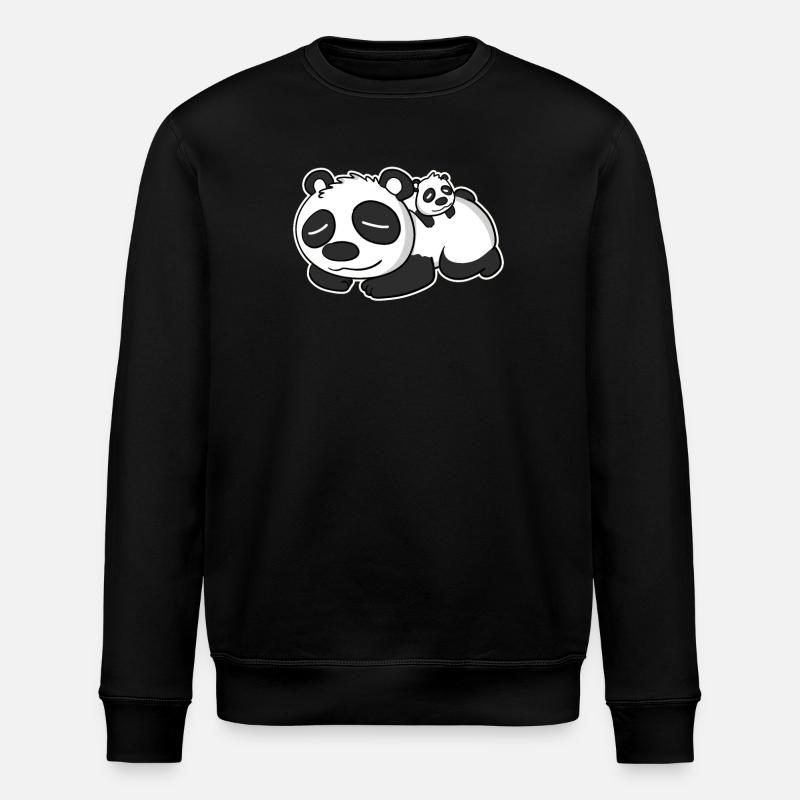 Panda Papa with Baby Panda - Stanley/Stella ROLLER Unisex Organic Sweatshirt - black