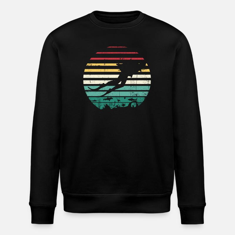 Retro Sunset Surf Silhouette Tee - Stanley/Stella ROLLER Unisex Organic Sweatshirt - black