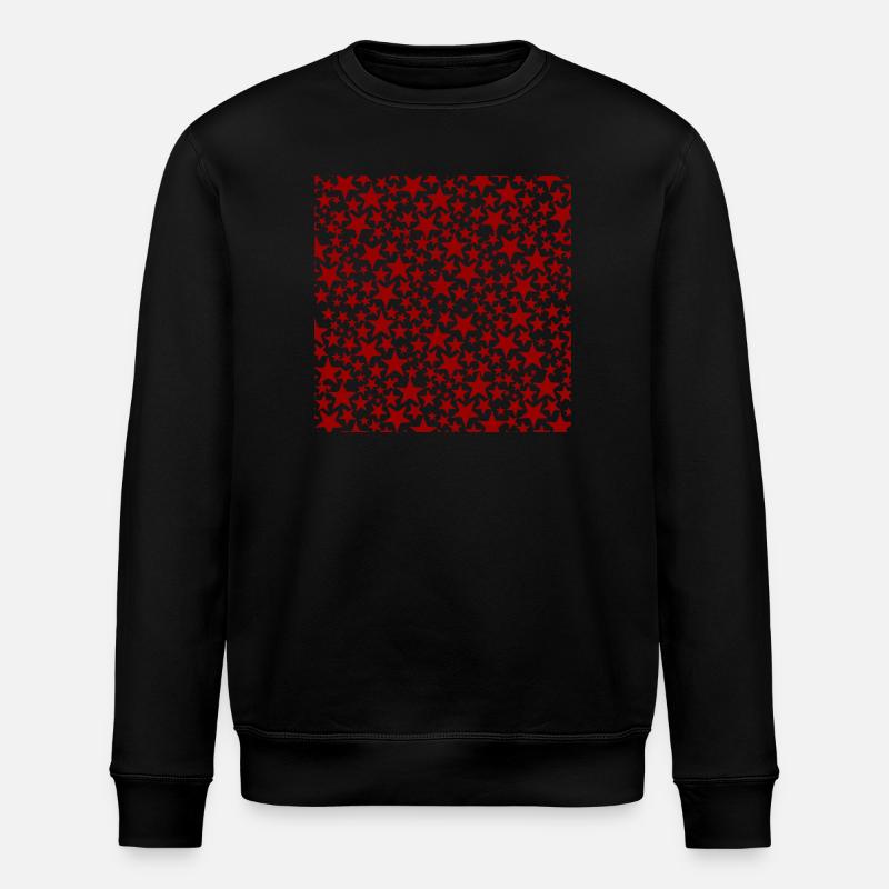Rote Sternenmuster auf schwarzem Hintergrund - Stanley/Stella Unisex Bio-Sweatshirt ROLLER - Schwarz