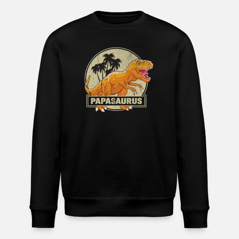 Papasaurus - Stanley/Stella Unisex Bio-Sweatshirt ROLLER - Schwarz
