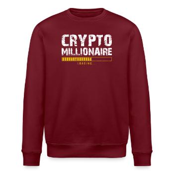 Crypto millionaire - Stanley/Stella ROLLER Unisex Organic Sweatshirt - burgundy - Front - Nik (191cm)