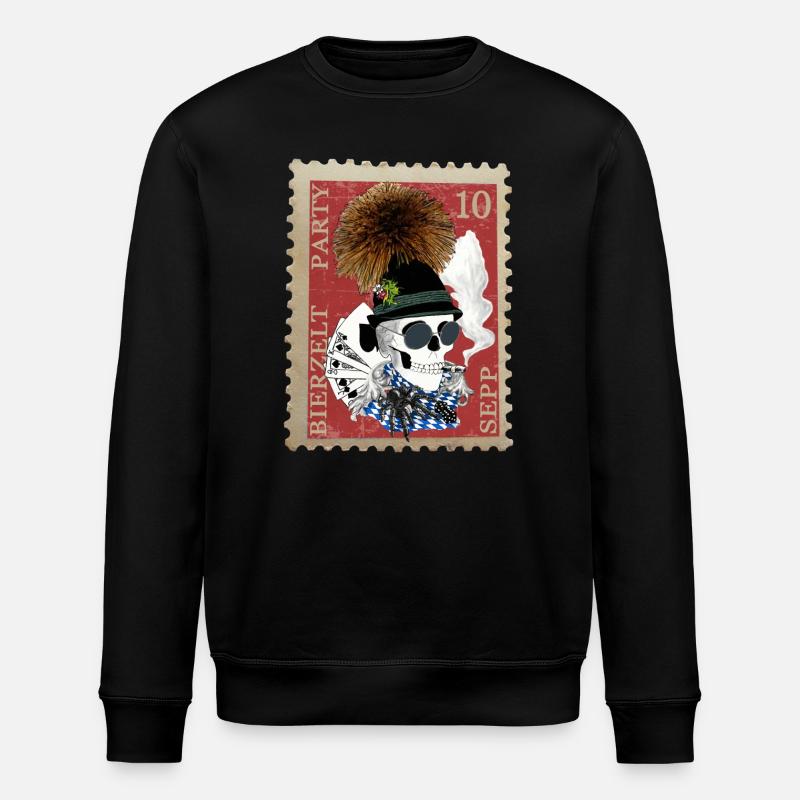 Briefmarke skull Bierzelt Party Sepp - Stanley/Stella Unisex Bio-Sweatshirt ROLLER - Schwarz