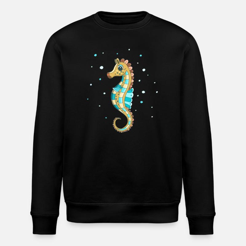 Seepferdchen süßes Motiv - Stanley/Stella Unisex Bio-Sweatshirt ROLLER - Schwarz