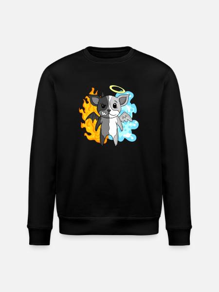 Dog Terrier - Angel and Devil - Stanley/Stella ROLLER Unisex Organic Sweatshirt - black