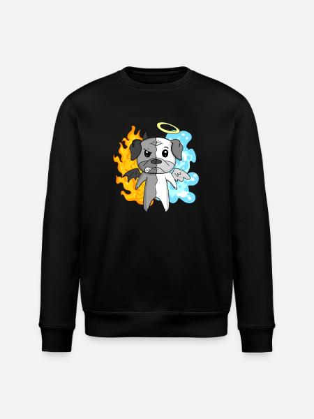 Dog Pug - Angel and Devil - Stanley/Stella ROLLER Unisex Organic Sweatshirt - black