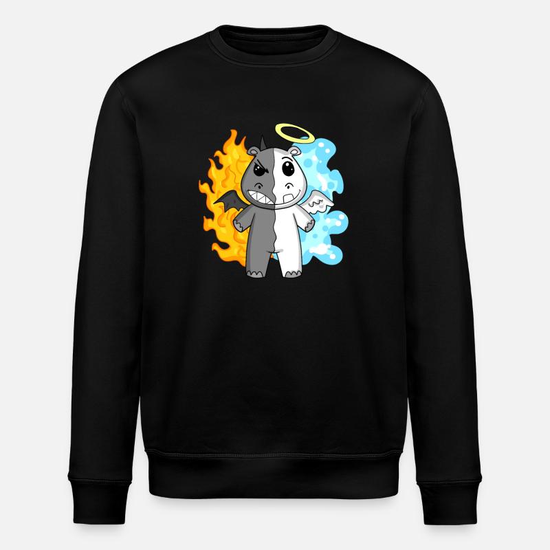Hippopotamus - Angel and Devil - Stanley/Stella ROLLER Unisex Organic Sweatshirt - black