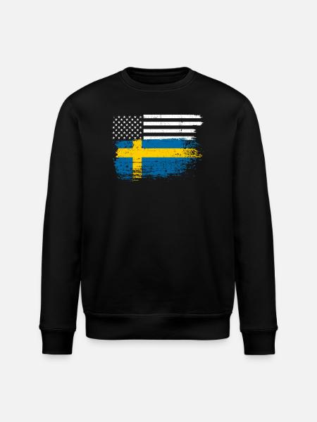 Flag Fusion: US Nordic Brush - Stanley/Stella ROLLER Unisex Organic Sweatshirt - black