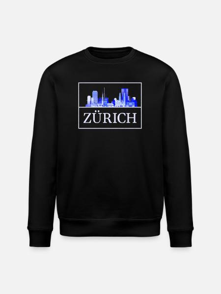 Zurich Skyline Blue Silhouette - Stanley/Stella ROLLER Unisex Organic Sweatshirt - black