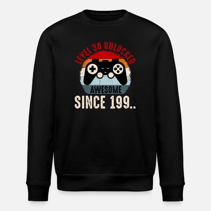 Level-30 Entsperrter Retro-Controller - Stanley/Stella Unisex Bio-Sweatshirt ROLLER - Schwarz