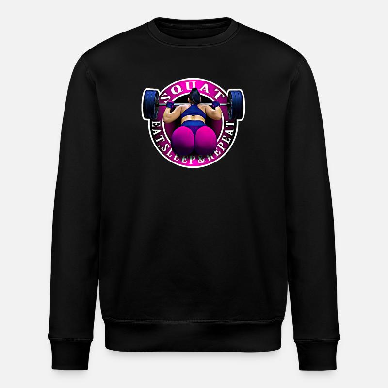 Squat, Eat, Sleep & Repeat. - Stanley/Stella ROLLER Unisex Organic Sweatshirt - black