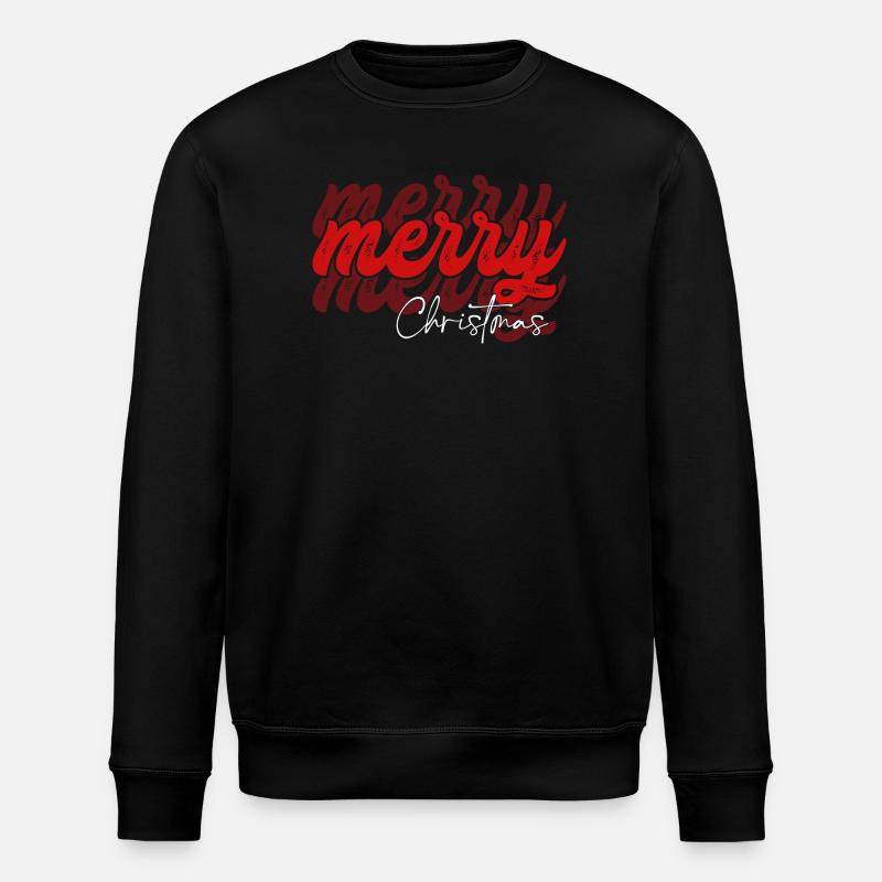 Overlapped Merry Christmas Script - Stanley/Stella ROLLER Unisex Organic Sweatshirt - black
