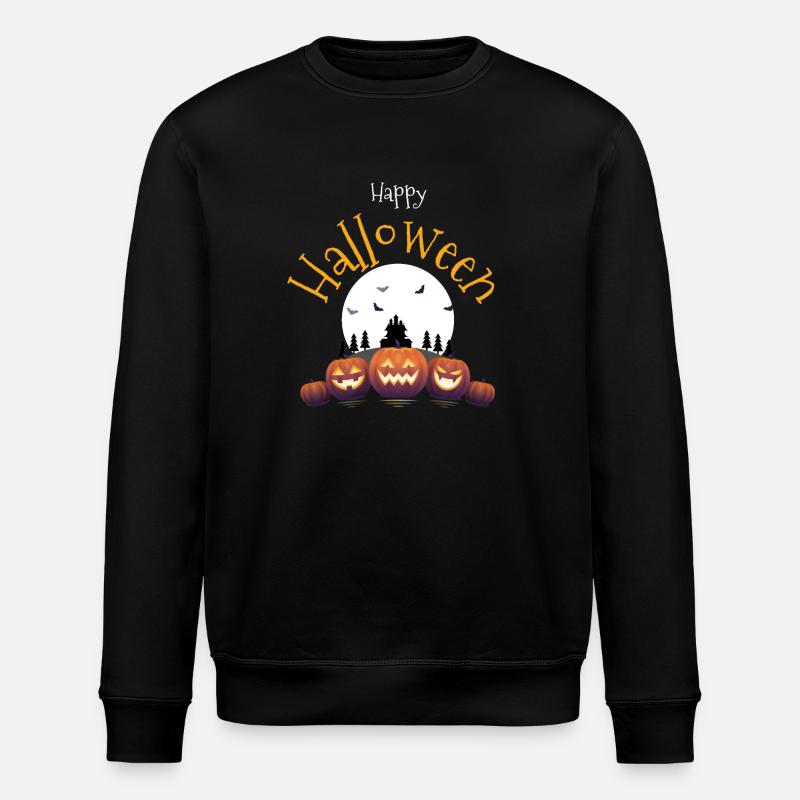 Halloween Citrouilles et Château - Sweat bio ROLLER Stanley/Stella Unisexe - noir