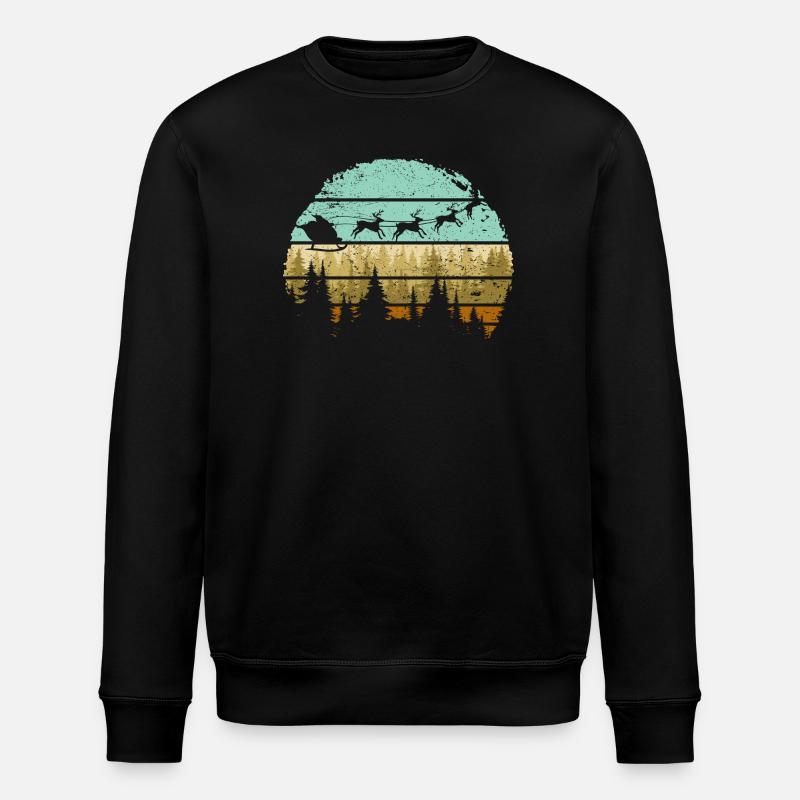 Deer Forest Stripes Silhouette - Stanley/Stella ROLLER Unisex Organic Sweatshirt - black