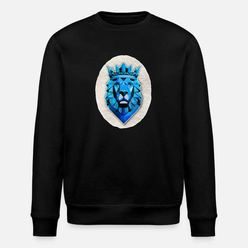 Blauer geometrischer Löwe - Polygon - Stanley/Stella Unisex Bio-Sweatshirt ROLLER - Schwarz
