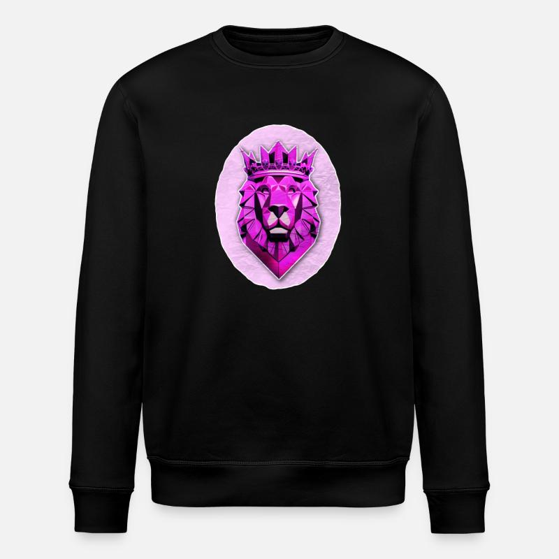 Geometric lion with magenta crown - Stanley/Stella ROLLER Unisex Organic Sweatshirt - black