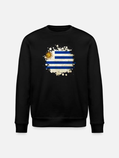 Uruguay Klecks Flag Design - Stanley/Stella ROLLER Unisex Organic Sweatshirt - black