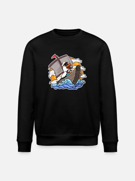 Seagull in the boat - Stanley/Stella ROLLER Unisex Organic Sweatshirt - black