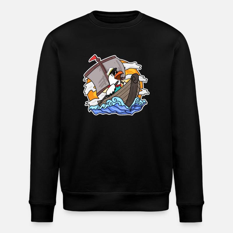 Möwe im Boot - Stanley/Stella Unisex Bio-Sweatshirt ROLLER - Schwarz