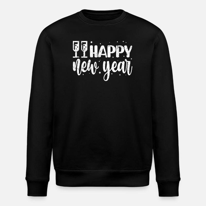 Neujahrsfestliches Skript & Schneeflocken - Stanley/Stella Unisex Bio-Sweatshirt ROLLER - Schwarz