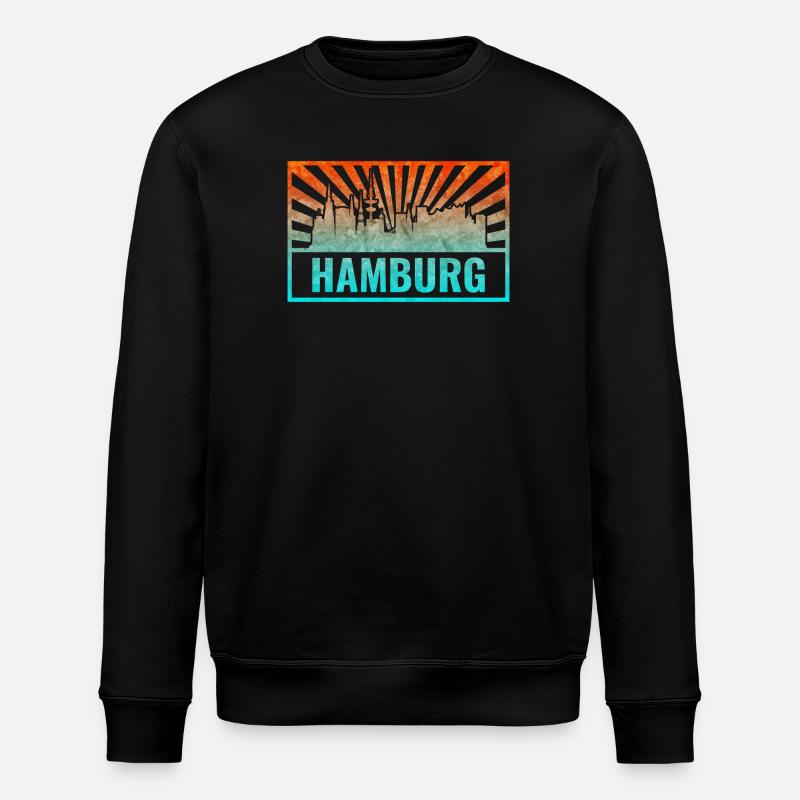 Hamburg Skyline Gradient - Stanley/Stella Unisex Bio-Sweatshirt ROLLER - Schwarz