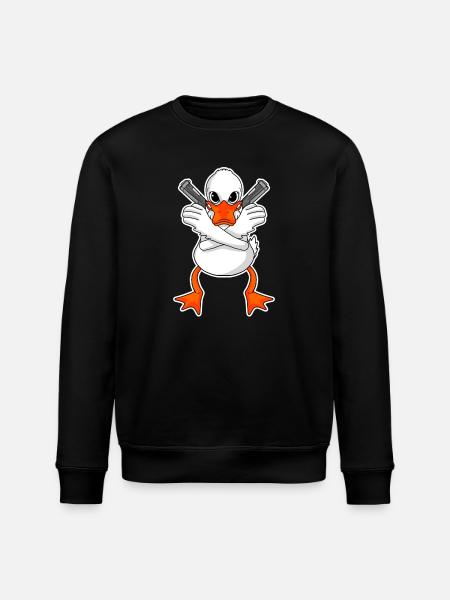 Duck with pistol - Stanley/Stella ROLLER Unisex Organic Sweatshirt - black