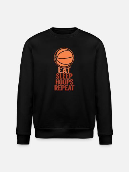 Eat Sleep Hoops Repeat Basketball - Stanley/Stella ROLLER Unisex Organic Sweatshirt - black