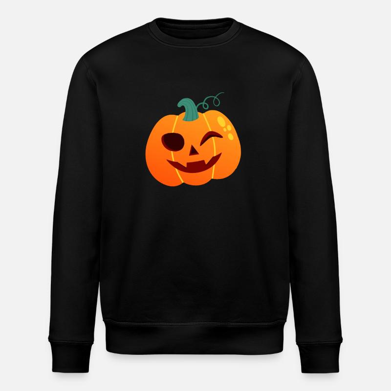Pumpkin Winker Halloween Cartoon - Stanley/Stella ROLLER Unisex Organic Sweatshirt - black