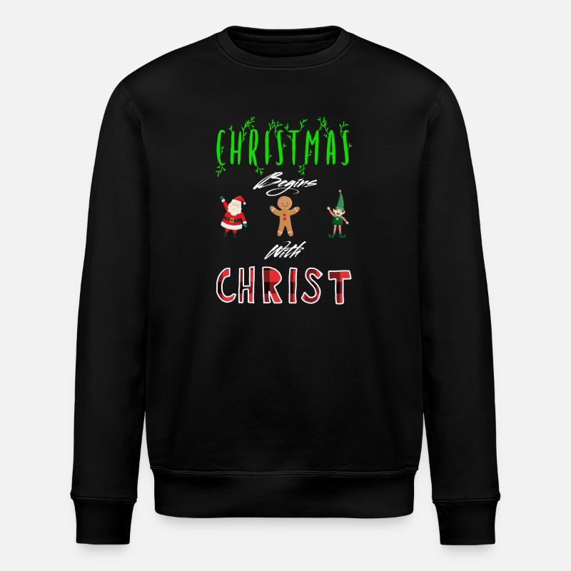 Christmas begins with Christ - Stanley/Stella ROLLER Unisex Organic Sweatshirt - black