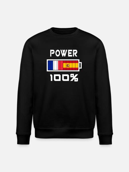 Spain and France Power 100% - Stanley/Stella ROLLER Unisex Organic Sweatshirt - black