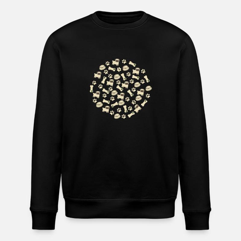 Pug Pattern - Pug Lovers Apparel - Stanley/Stella ROLLER Unisex Organic Sweatshirt - black