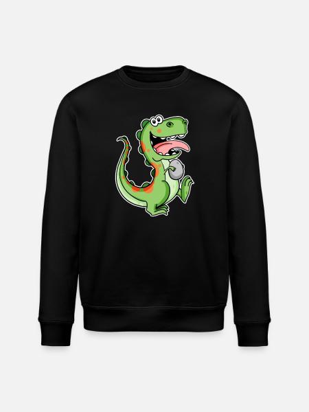 Dinosaur with Baby Dinosaur Egg - Stanley/Stella ROLLER Unisex Organic Sweatshirt - black