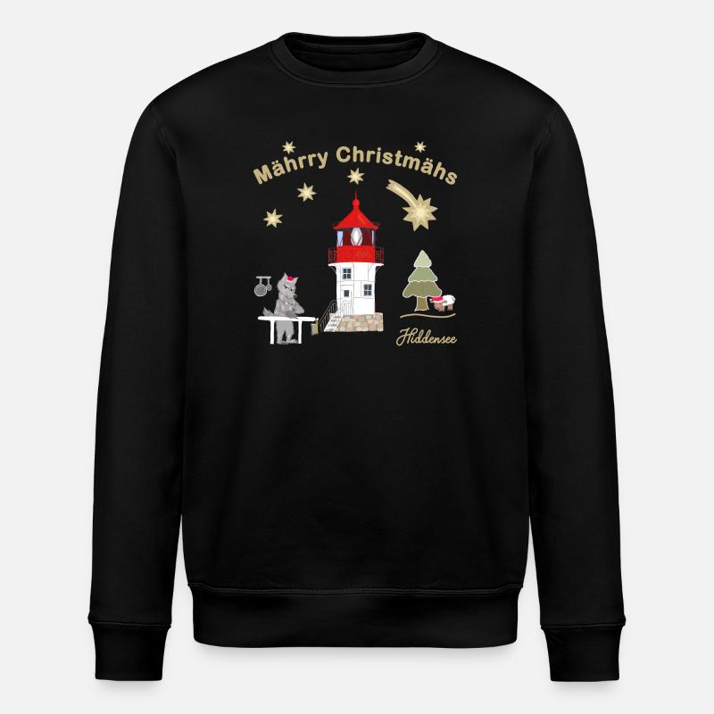 Christmas lighthouse Gellen on Hiddensee - Stanley/Stella ROLLER Unisex Organic Sweatshirt - black