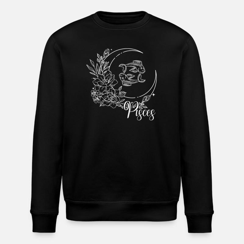 Fische Blüte Mond - Stanley/Stella Unisex Bio-Sweatshirt ROLLER - Schwarz