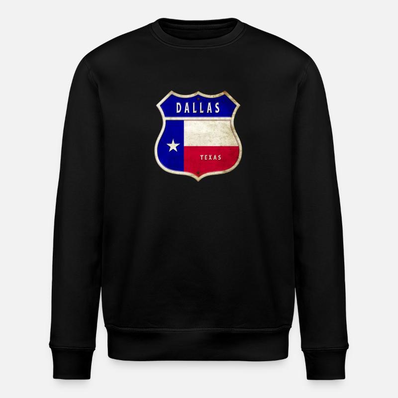 Dallas Texas crest flag design - Stanley/Stella ROLLER Unisex Organic Sweatshirt - black