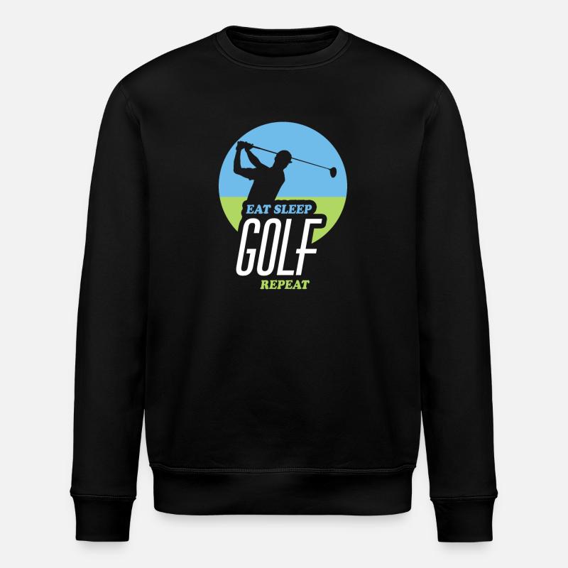Eating, Sleeping, Golfing, Repeating - Stanley/Stella ROLLER Unisex Organic Sweatshirt - black