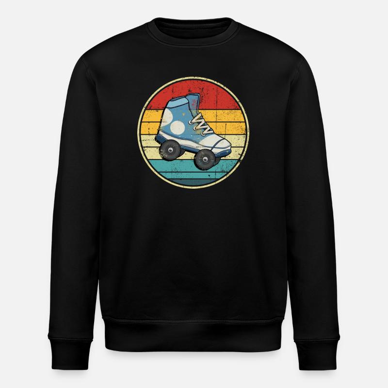 Retro Sonnenuntergang Rollschuh Kreis - Stanley/Stella Unisex Bio-Sweatshirt ROLLER - Schwarz
