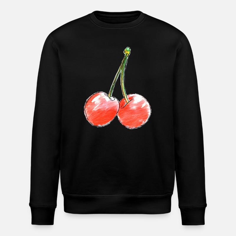 Two Sweet Cherries Sketch - Stanley/Stella ROLLER Unisex Organic Sweatshirt - black
