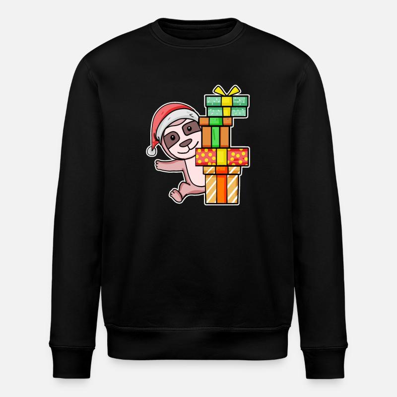Christmas Sloth with gifts - Stanley/Stella ROLLER Unisex Organic Sweatshirt - black