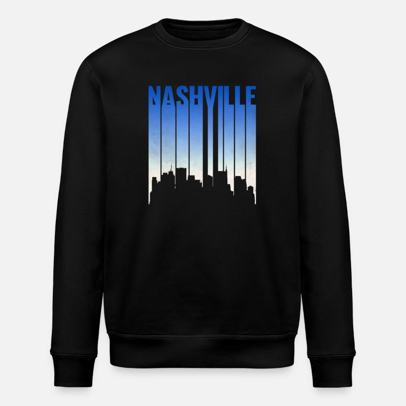 Nashville Skyline Gradient - Stanley/Stella ROLLER Unisex Organic Sweatshirt - black