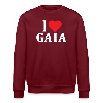 T-Shirt Ich liebe Gaia T-Shirt Geschenkidee - Stanley/Stella Unisex Bio-Sweatshirt ROLLER - Burgunderrot - Vorne - Nik (191cm)