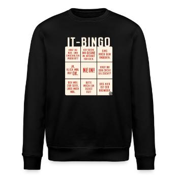 IT Support Bingo Service Desk IT Helpdesk Sysadmin - Stanley/Stella Unisex Bio-Sweatshirt ROLLER - Schwarz - Vorne - Nik (191cm)